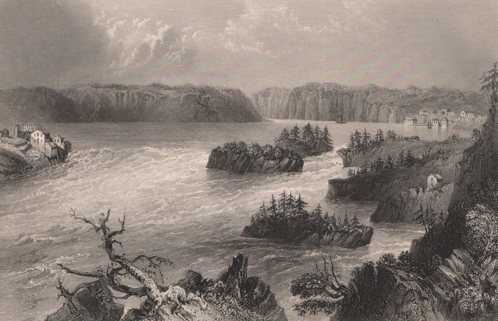 NEW BRUNSWICK. Reversing Falls, St John River. Indiantown. Canada. BARTLETT 1842